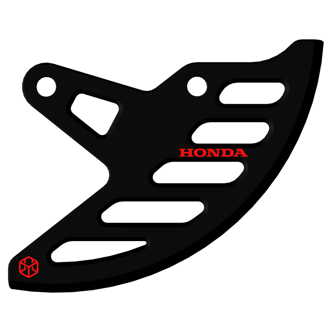 Immagine di un para disco HONDA personalizzabile, progettato per moto compatibili come Honda CRF 450 RX Enduro, CRF 450 R, CRF 250 R, e molti altri modelli. Realizzato con tecnologia di stampa 3D avanzata, offre qualità, resistenza e montaggio facile, disponibile in una vasta gamma di design e colori per adattarsi al tuo stile.