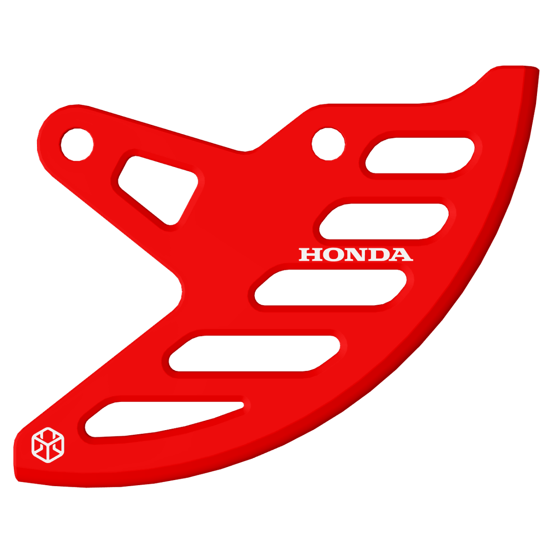 Immagine di un para disco HONDA personalizzabile, progettato per moto compatibili come Honda CRF 450 RX Enduro, CRF 450 R, CRF 250 R, e molti altri modelli. Realizzato con tecnologia di stampa 3D avanzata, offre qualità, resistenza e montaggio facile, disponibile in una vasta gamma di design e colori per adattarsi al tuo stile.