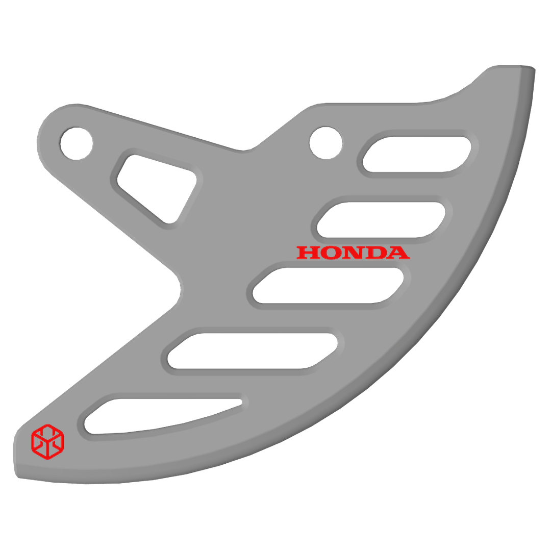 Immagine di un para disco HONDA personalizzabile, progettato per moto compatibili come Honda CRF 450 RX Enduro, CRF 450 R, CRF 250 R, e molti altri modelli. Realizzato con tecnologia di stampa 3D avanzata, offre qualità, resistenza e montaggio facile, disponibile in una vasta gamma di design e colori per adattarsi al tuo stile.
